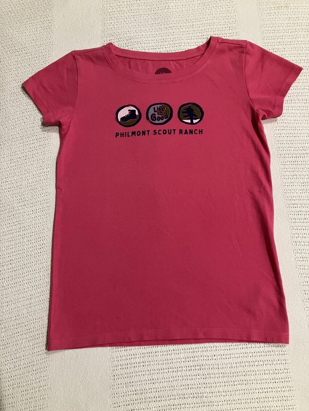 $3 If Bundled. Life Is Good Pink Philmont Scout Ranch Short Sleeve Tee